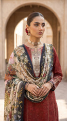 Crimson Garden Opulence - Neckline embroidery close-up
