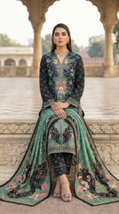 Midnight Teal Rosette - Seated editorial view
