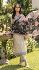 Ivory Noir Peony - Back dupatta drape view