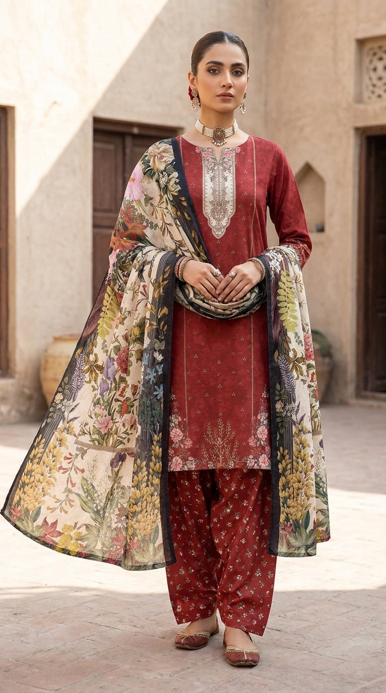 Crimson Garden Opulence - Full front standing view