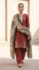 Crimson Garden Opulence - Walking front dupatta drape