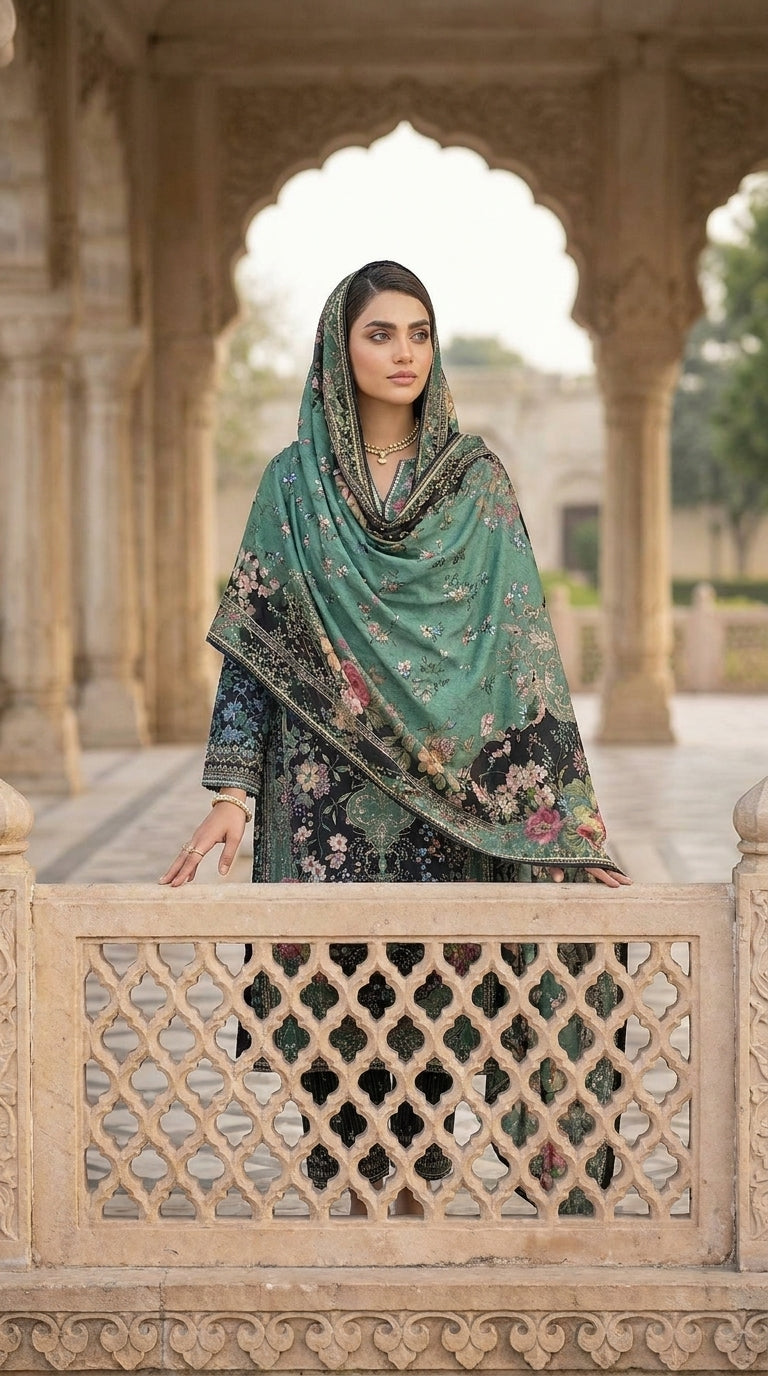 Noir Rose Imperiale - Dupatta head drape portrait