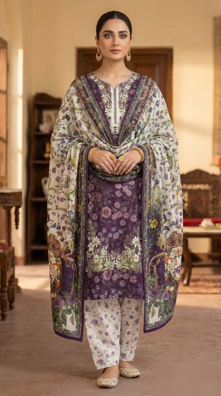 Grape Blossom Luxe - Back dupatta trail view