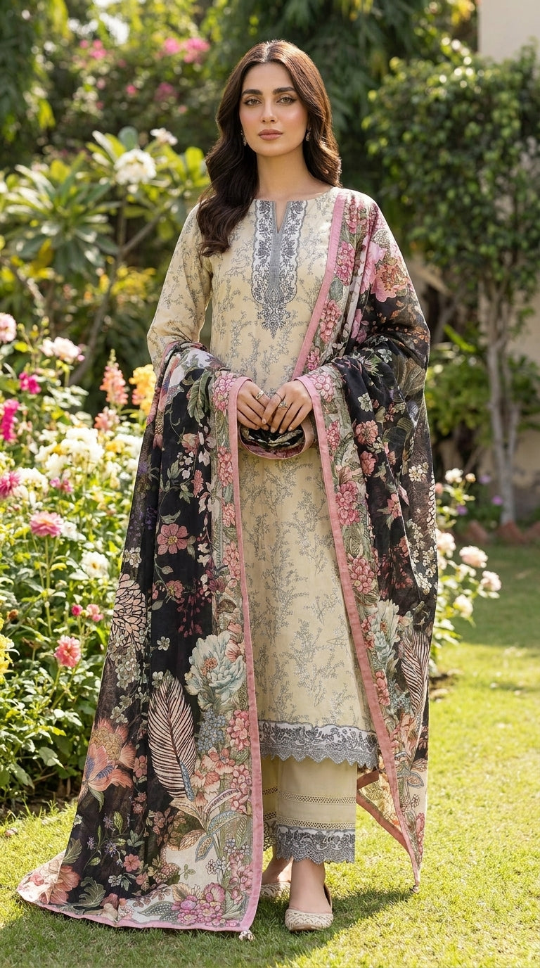 Ivory Noir Peony - Full front standing view