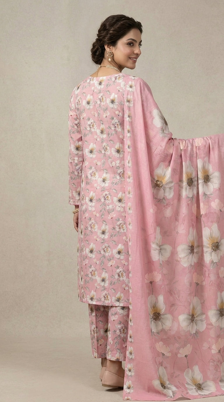 The Rose Petal Unstitched Lawn Suit