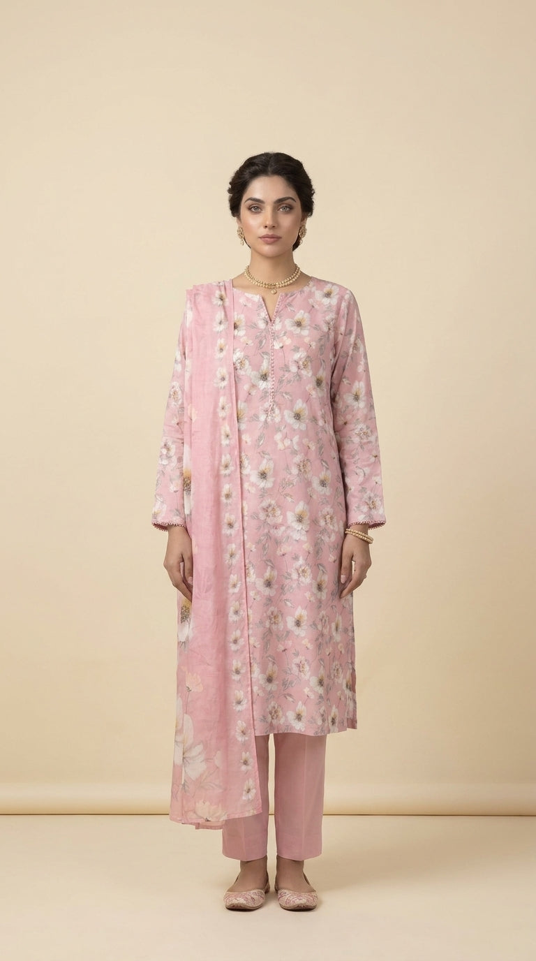 The Rose Petal Unstitched Lawn Suit