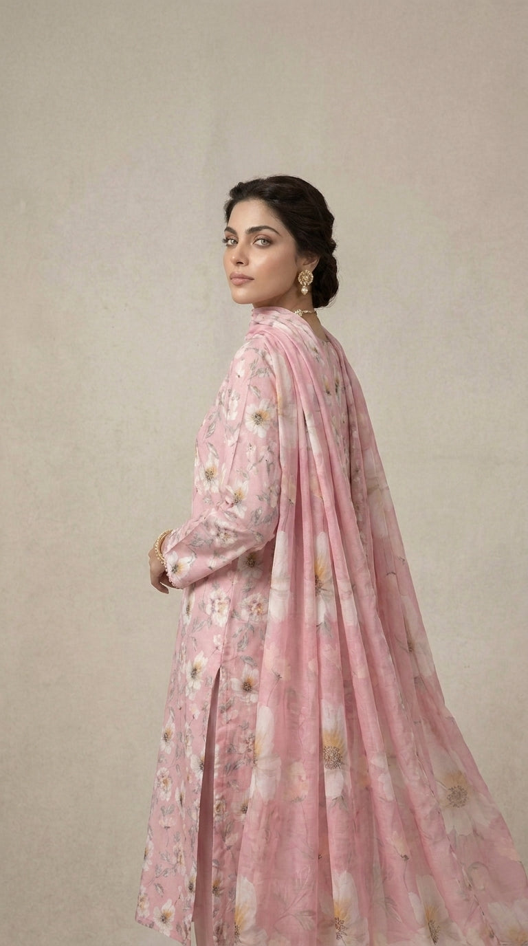 The Rose Petal Unstitched Lawn Suit