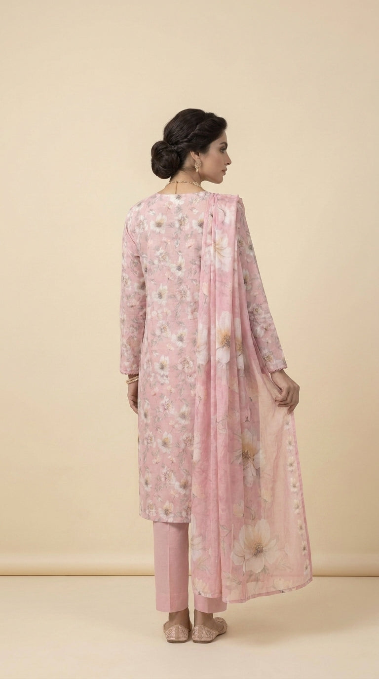 The Rose Petal Unstitched Lawn Suit